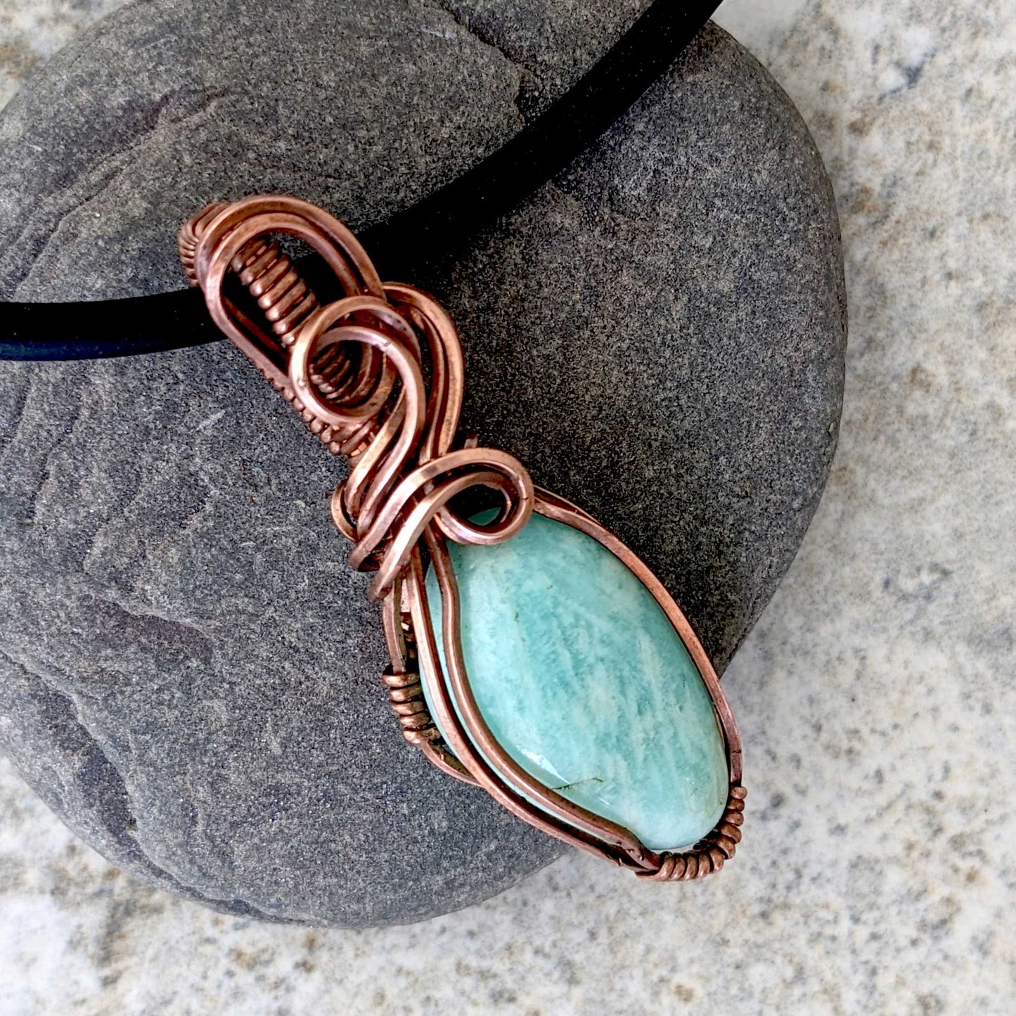 Amazonite and Copper Pendant Amulet