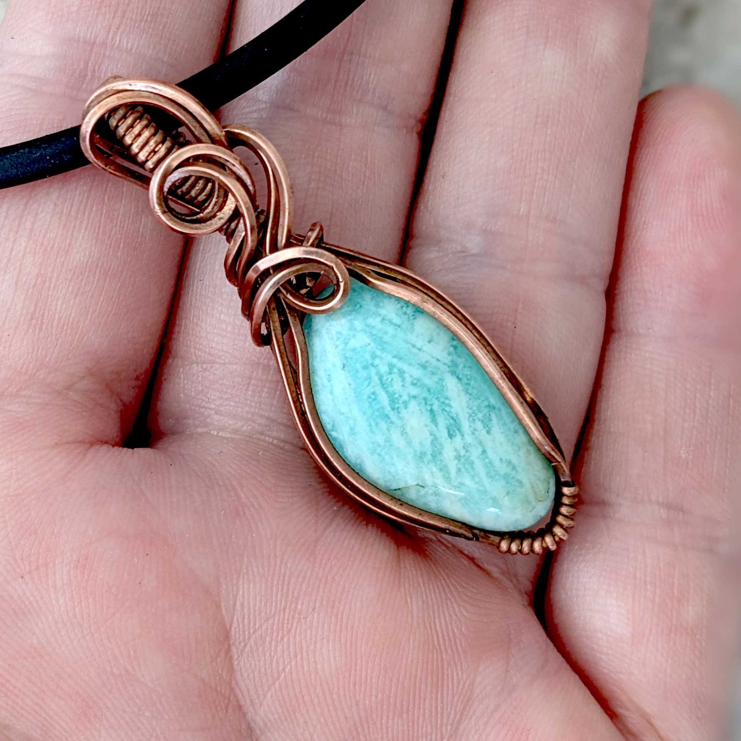 Amazonite and Copper Pendant Amulet
