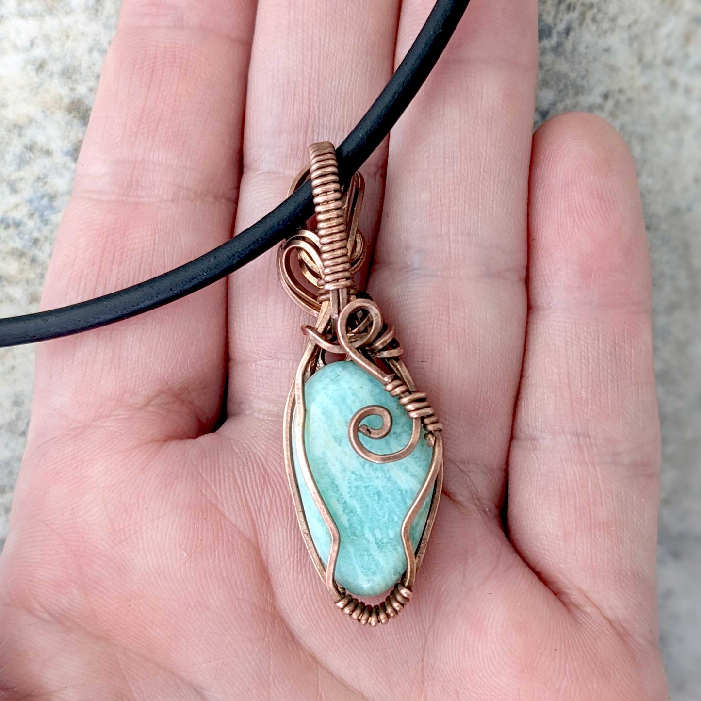 Amazonite and Copper Pendant Amulet