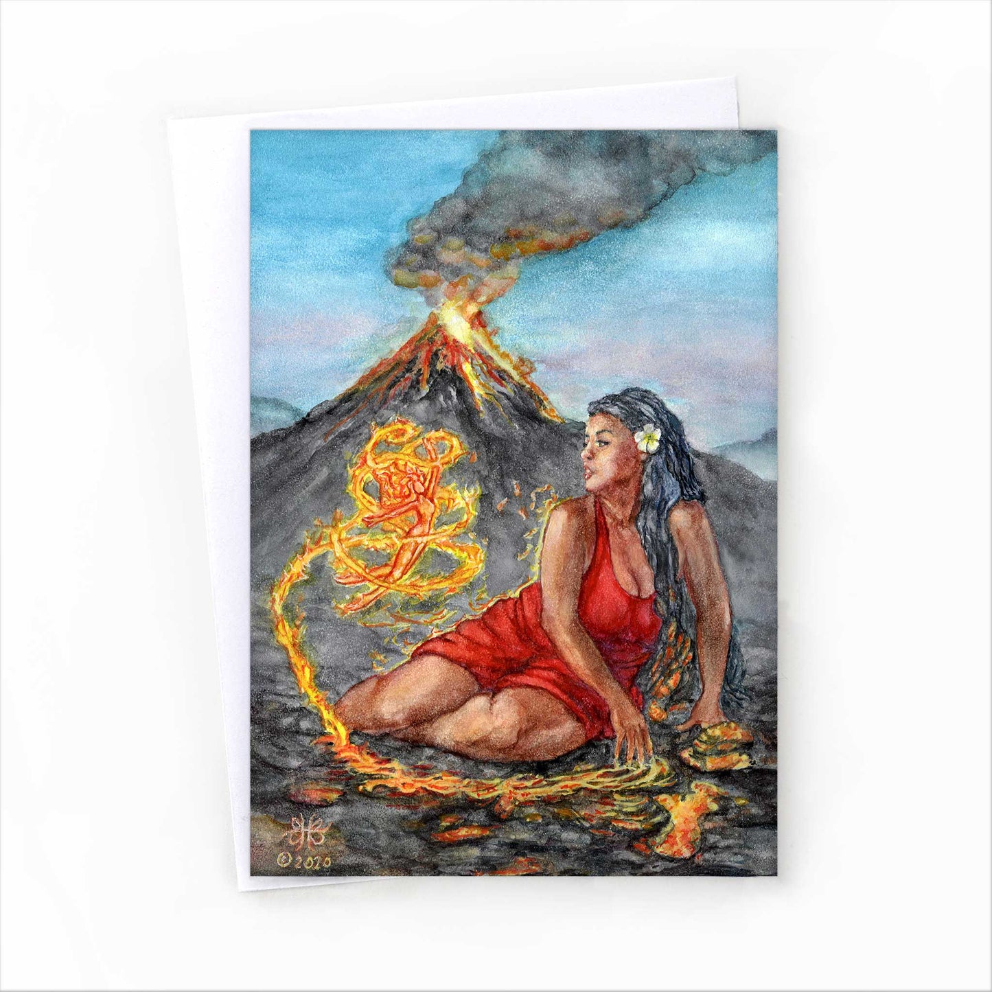 fire mother goddess Pele art greeting card 5x7 with envelope