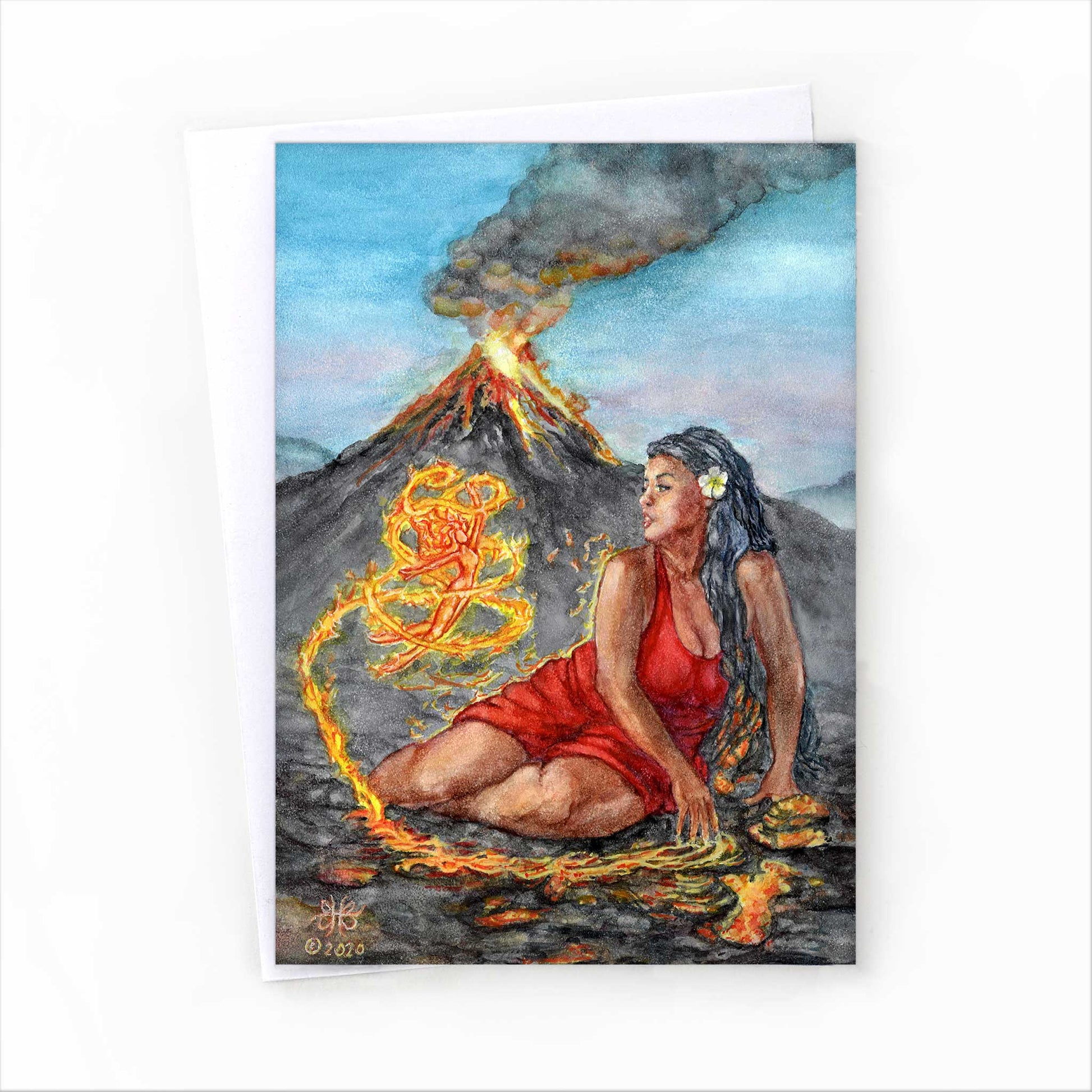 fire mother goddess Pele art greeting card 5x7 with envelope