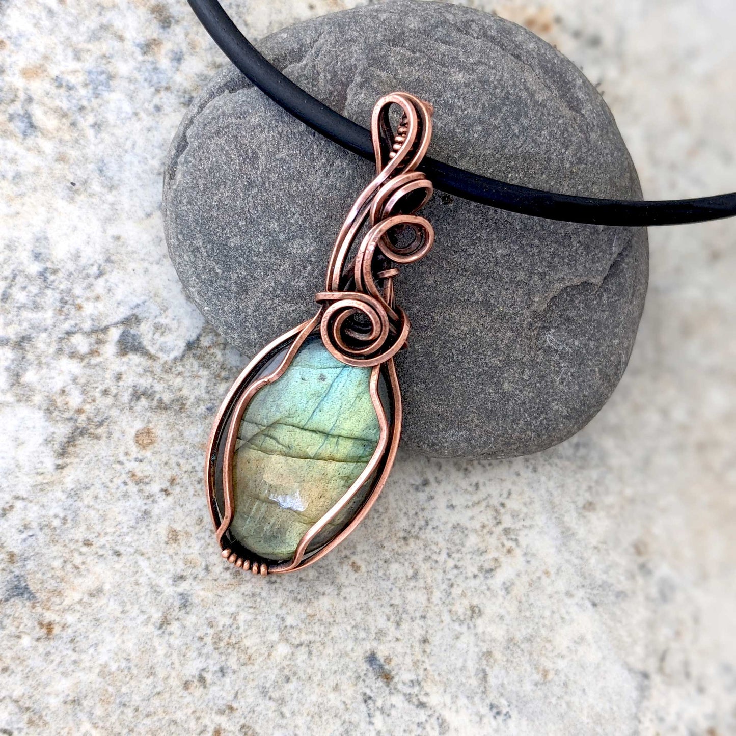 Labradorite and Copper Pendant Amulet
