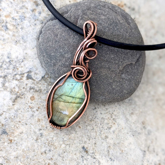 Labradorite and Copper Pendant Amulet
