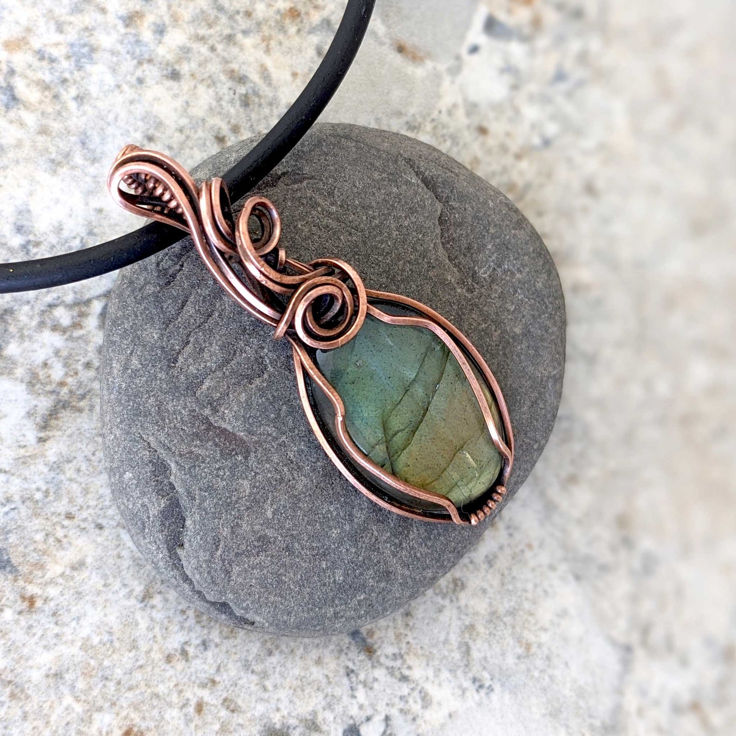 Labradorite and Copper Pendant Amulet