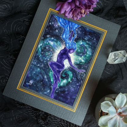 Star Goddess Altar Print with crystal and plants