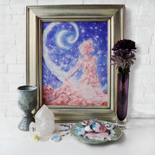 Crystal Goddess Original Watercolor Painting