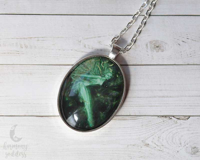 Faerie of The Green Pagan Fantasy Silver Necklace