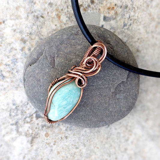 Amazonite and Copper Pendant Amulet