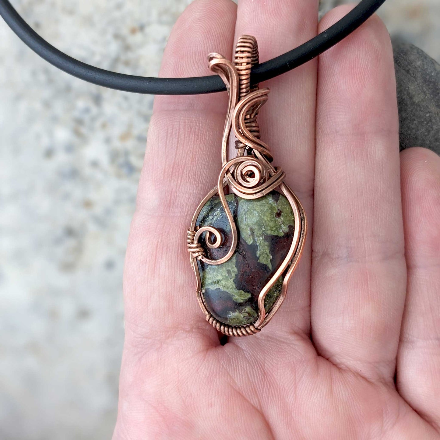 Dragon's Blood Jasper and Copper Pendant Amulet