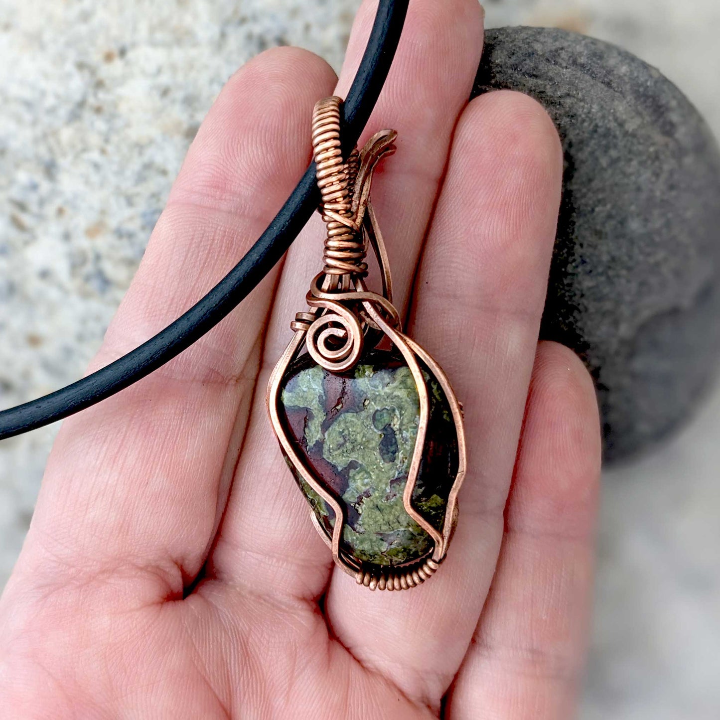 Dragon's Blood Jasper and Copper Pendant Amulet