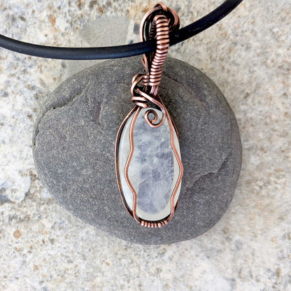 Rainbow Moonstone and Copper Pendant Amulet