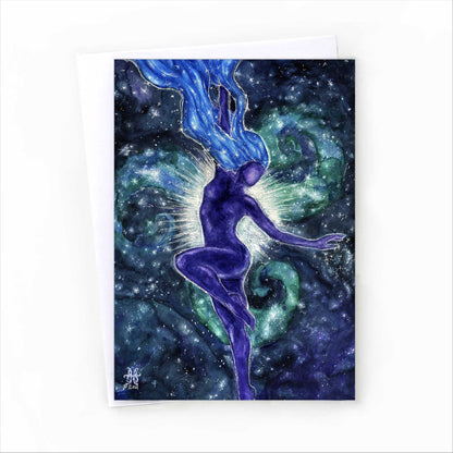 star goddess galaxy art card and white envelope