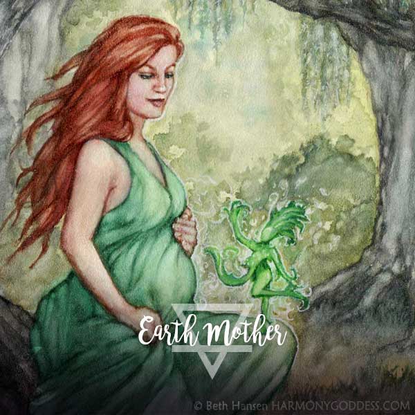 Earth Mother Pregnant Goddess Art Print - wiccan, pagan, druid gift ...